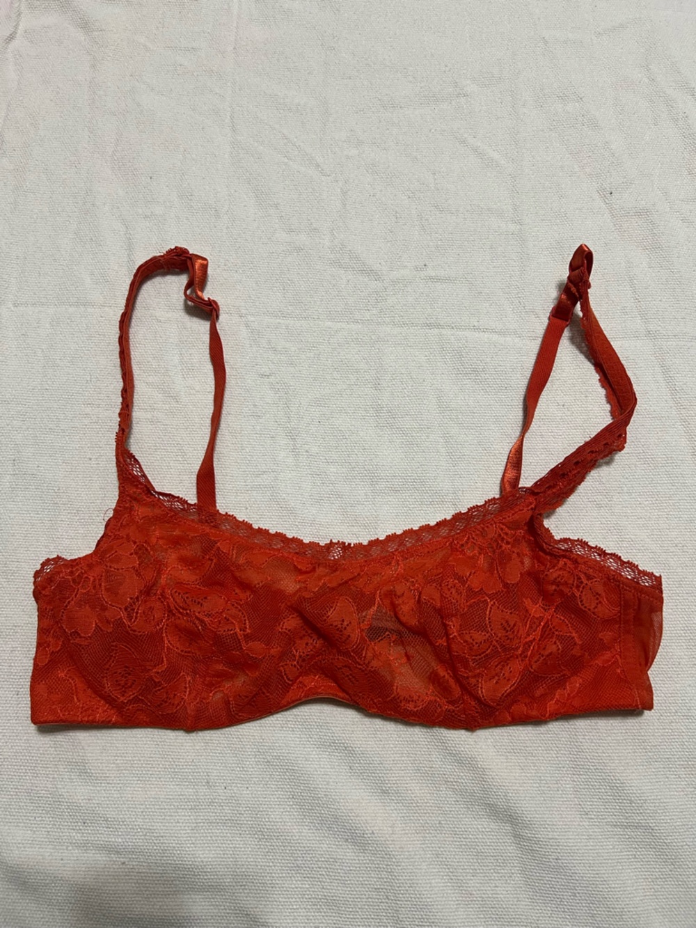 Adore Me Red Lace Bralette - Floral Lace, Adjustable Straps